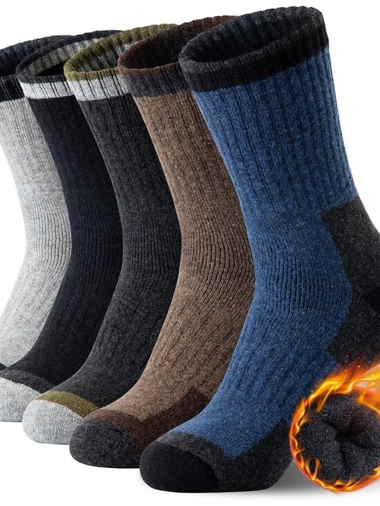 Other - Merino Wool Hiking Socks for Men - 5 Pairs Thick, Warm, Thermal Winter Crew Sock